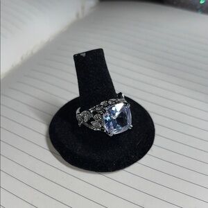 Hollow Pattern Zircon Stone  silver plating